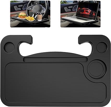 Car Steering Wheel Desk 2 in 1 Car Tray Table | Laptop and Cup Holder for Car