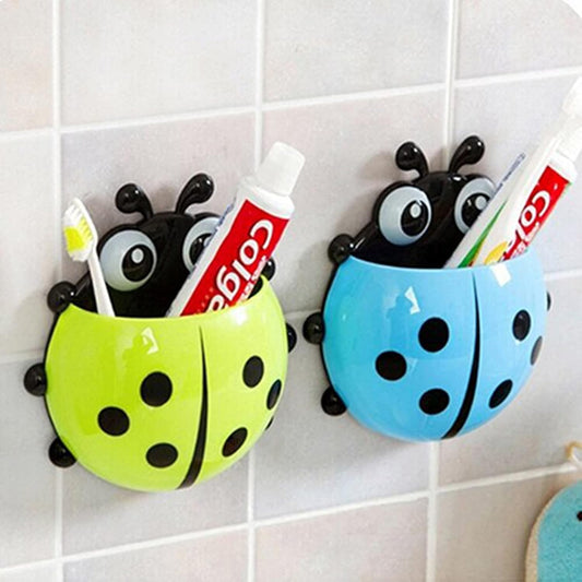 Ladybug Insect Kids Toothbrush Holder | Bathroom Small Iteam Organizer | Wall Mount Brush Holder Also Suitable for Pencil,Pen, Brush, Toothpaste, Colors, Makeup | Pack of 1