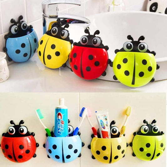 Ladybug Insect Kids Toothbrush Holder | Bathroom Small Iteam Organizer | Wall Mount Brush Holder Also Suitable for Pencil,Pen, Brush, Toothpaste, Colors, Makeup | Pack of 1