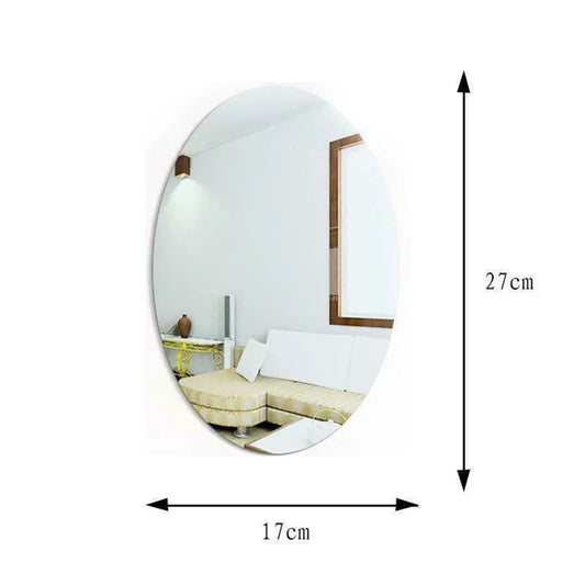 Oval Self Adhesive Room Decor Stick Mirror Tile Wall Stickers Art Bathroom Ressing Room Kitchen Gym Office Wall Sticker